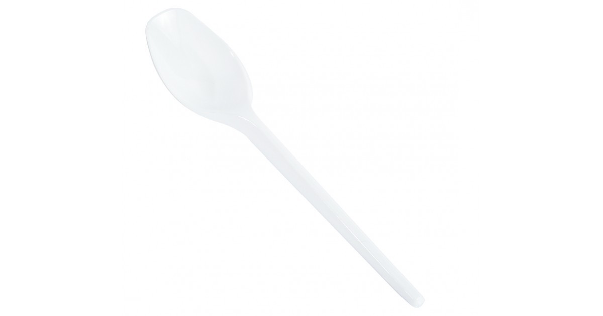 Mini cuillere plastique Blanc, vaisselle plastique pas cher - Badaboum