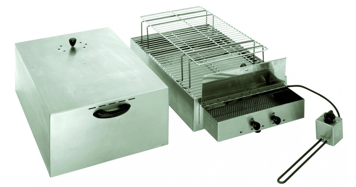 Fumoire rectangulaire inox 100 x 39 x 40 cm - Mini avec résistance  électrique 2300W - Fumoirs-viande