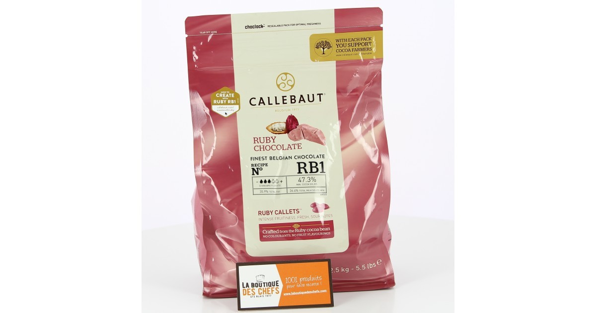 Callets Callebaut de chocolat ruby, chocolat ruby professionnel