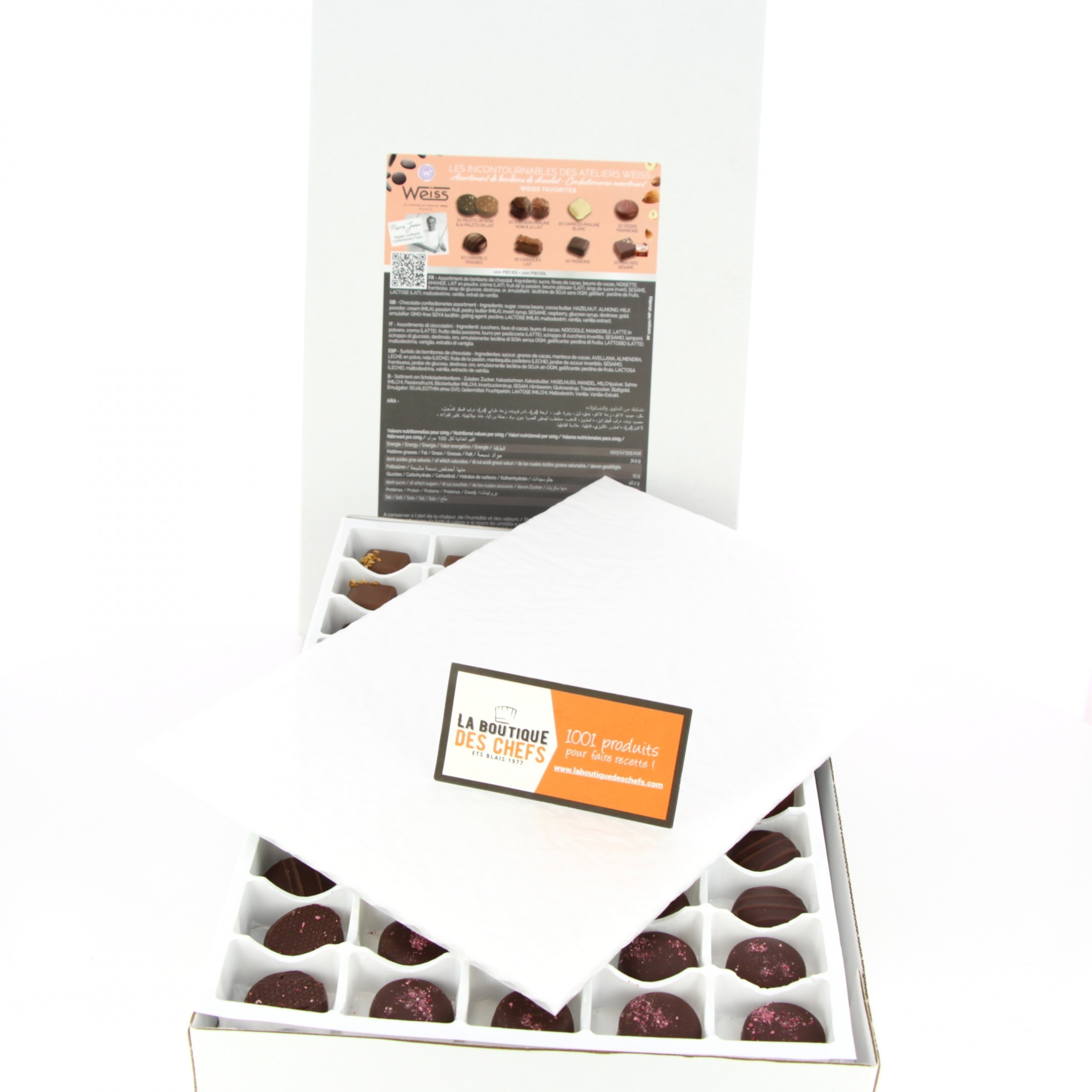Boîte 100 Bonbons de Chocolat assortis - Maison Gélis